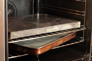 Granite baking stone and water tray