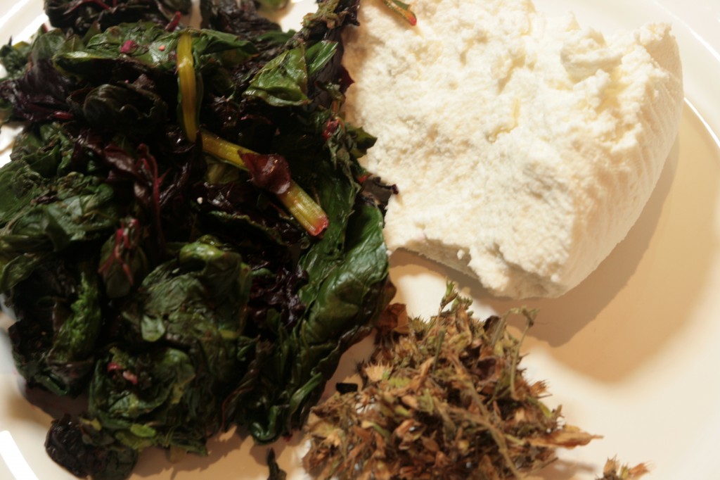 Brocciu, mentuccia, cooked chard