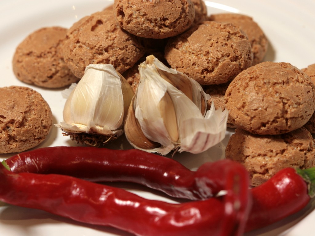 Amaretti, garlic, chilli