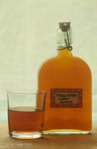 Orange & coffee liqueur: bottle & glass