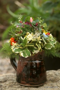 Posy in pottery jug