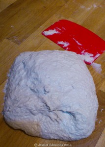 Wine barm bread after folding