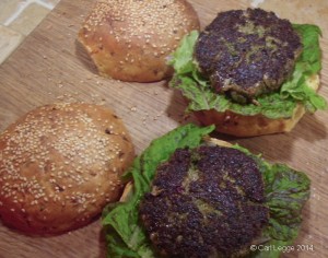 Three-cornered leek in burger